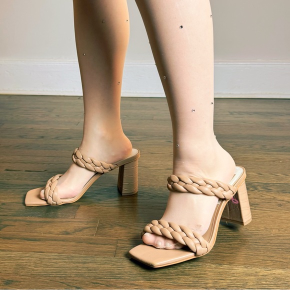 Paily Braided Double Strap High Heel Sandals | Nude Cafe - Picture 2 of 14